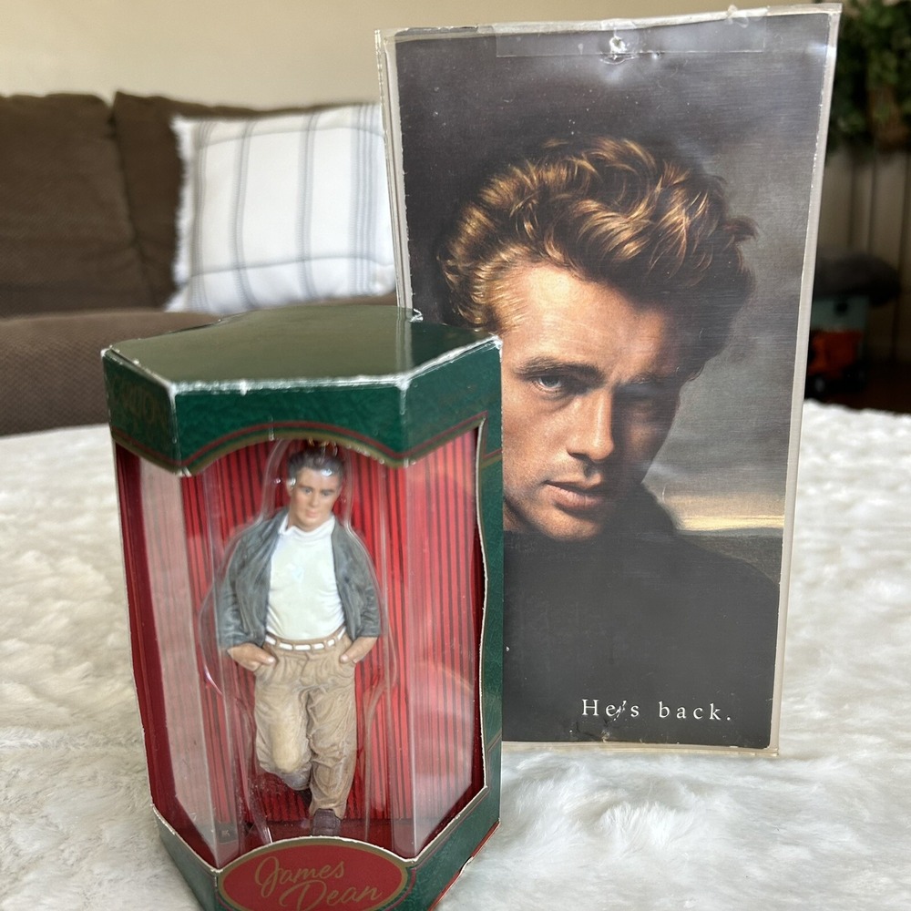 James Dean 1998 Heirloom Collection Ornament Carlton + USPS Stamp Advertisement